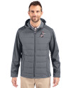 Cincinnati Reds Cooperstown Cutter & Buck Evoke Hybrid Eco Softshell Recycled Full Zip Mens Big & Tall Hooded Jacket Elemental Grey Front Thumbnail Image