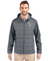 Athletics Cooperstown Cutter & Buck Evoke Hybrid Eco Softshell Recycled Full Zip Mens Big & Tall Hooded Jacket Elemental Grey Front Thumbnail Image