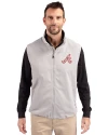 Atlanta Braves Cooperstown Cutter & Buck Charter Eco Full-Zip Mens Big & Tall Vest Polished Medium Gray Front Thumbnail Image