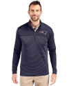 New England Patriots Cutter & Buck Traverse Stretch Eco Stripe Quarter Zip Mens Pullover Liberty Navy Front Thumbnail Image