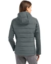 Atlanta Braves Cooperstown Cutter & Buck Evoke Hybrid Softshell Recycled Full Zip Womens Hooded Jacket Elemental Grey Back Thumbnail Image