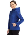 Atlanta Braves Cooperstown Cutter & Buck Evoke Hybrid Softshell Recycled Full Zip Womens Hooded Jacket Tour Blue Side Thumbnail Image