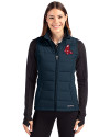 Boston Red Sox Cooperstown Cutter & Buck Evoke Hybrid Softshell Recycled Womens Full Zip Vest Navy Blue Front Thumbnail Image