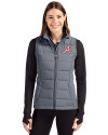Atlanta Braves Cooperstown Cutter & Buck Evoke Hybrid Softshell Recycled Womens Full Zip Vest Elemental Grey Front Thumbnail Image