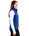 New York Yankees Cooperstown Cutter & Buck Evoke Hybrid Softshell Recycled Womens Full Zip Vest Tour Blue Side Thumbnail Image