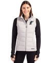 Miami Marlins Cooperstown Cutter & Buck Evoke Hybrid Softshell Recycled Womens Full Zip Vest CONCRETE Front Thumbnail Image