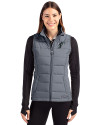 Miami Marlins Cooperstown Cutter & Buck Evoke Hybrid Softshell Recycled Womens Full Zip Vest Elemental Grey Front Thumbnail Image