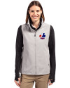 Montreal Expos Cooperstown Cutter & Buck Charter Eco Recycled Full-Zip Womens Vest Polished Medium Gray Front Thumbnail Image