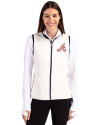Atlanta Braves Cooperstown Cutter & Buck Cascade Eco Fleece Womens Vest Shell/Navy Blue Front Thumbnail Image