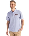 New York Mets Cooperstown Cutter & Buck Pike Eco Symmetry Print Stretch Recycled Mens Polo White/Tour Blue Front Thumbnail Image
