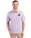 Arizona Diamondbacks Cooperstown Cutter & Buck Pike Eco Symmetry Print Stretch Recycled Mens Polo White/College Purple Front Thumbnail Image