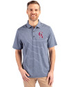 Los Angeles Angels Cooperstown Cutter & Buck Forge Eco Heather Stripe Stretch Recycled Mens Polo Navy Blue Heather Front Thumbnail Image