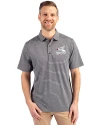 Chicago White Sox Cooperstown Cutter & Buck Forge Eco Heather Stripe Stretch Recycled Mens Polo Black Heather Front Thumbnail Image