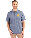 Seattle Mariners Cooperstown Cutter & Buck Forge Eco Heather Stripe Stretch Recycled Mens Polo Navy Blue Heather Front Thumbnail Image