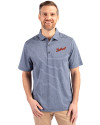 Detroit Tigers Cooperstown Cutter & Buck Forge Eco Heather Stripe Stretch Recycled Mens Polo Navy Blue Heather Front Thumbnail Image