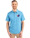 Montreal Expos Cooperstown Cutter & Buck Forge Eco Heather Stripe Stretch Recycled Mens Polo Digital Heather Front Thumbnail Image