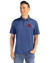 Boston Red Sox Cooperstown Cutter & Buck Pike Eco Pebble Print Stretch Recycled Mens Polo Navy Blue Front Thumbnail Image