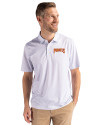 Pittsburgh Pirates Cooperstown Cutter & Buck Pike Eco Pebble Print Stretch Recycled Mens Polo White Front Thumbnail Image