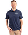Kansas City Royals Cooperstown Cutter & Buck Pike Eco Tonal Geo Print Stretch Recycled Mens Polo Navy Blue Front Thumbnail Image