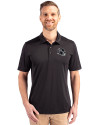 Atlanta Falcons NFL Helmet Cutter & Buck Prospect Eco Textured Stretch Recycled Mens Big & Tall Polo Black Front Thumbnail Image
