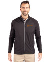 Idaho State Bengals College Vault Cutter & Buck Adapt Eco Knit Hybrid Recycled Mens Big & Tall Full Zip Jacket Black Front Thumbnail Image