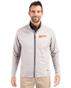 Idaho State Bengals College Vault Cutter & Buck Adapt Eco Knit Hybrid Recycled Mens Big & Tall Full Zip Jacket Polished Medium Gray Front Thumbnail Image