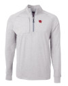 Nebraska Cornhuskers College Vault Cutter & Buck Adapt Eco Knit Heather Mens Big & Tall Quarter Zip Pullover Polished Heather Mannequin Thumbnail Image