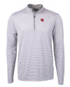 Nebraska Cornhuskers College Vault Cutter & Buck Virtue Eco Pique Micro Stripe Recycled Mens Big & Tall Quarter Zip Polished/White Mannequin Thumbnail Image
