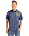 Michigan Wolverines Alumni Cutter & Buck Pike Eco Pebble Print Stretch Recycled Mens Polo Navy Blue/White Front Thumbnail Image