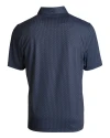 New England Patriots NFL Helmet Cutter & Buck Pike Eco Symmetry Print Stretch Recycled Mens Big & Tall Polo Navy Blue/White Mannequin Back Thumbnail Image