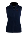 View image 9: Texas Longhorns Alumni Cutter & Buck Cascade Epic Comfort Recycled Sherpa Fleece Womens Full Zip Vest Navy Blue Mannequin