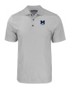 Michigan Wolverines Alumni Cutter & Buck Pike Eco Tonal Geo Print Stretch Recycled Mens Big & Tall Polo Elemental Grey Mannequin Thumbnail Image