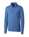 New York Giants Cutter & Buck Shoreline Heathered Quarter Zip Mens Big and Tall Pullover Tour Blue Heather Mannequin Thumbnail Image
