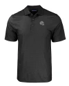 View image 3: Las Vegas Raiders NFL Helmet Cutter & Buck Pike Eco Tonal Geo Print Stretch Recycled Mens Polo Black Mannequin