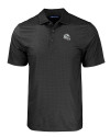Miami Dolphins NFL Helmet Cutter & Buck Pike Eco Tonal Geo Print Stretch Recycled Mens Polo Black Mannequin Thumbnail Image
