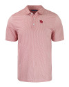 Nebraska Cornhuskers College Vault Cutter & Buck Pike Eco Symmetry Print Stretch Recycled Mens Polo White/Red Mannequin Thumbnail Image