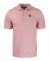 New England Patriots NFL Helmet Cutter & Buck Pike Eco Symmetry Print Stretch Recycled Mens Polo White/Red Mannequin Thumbnail Image