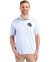 Carolina Panthers NFL Helmet Cutter & Buck Pike Eco Symmetry Print Stretch Recycled Mens Polo White/Atlas Front Thumbnail Image