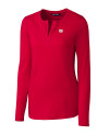 New York Giants Cutter & Buck Long Sleeve Womens Double V-Neck Shirt Red Mannequin Thumbnail Image