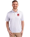 Nebraska Cornhuskers Alumni Cutter & Buck Pike Eco Symmetry Print Stretch Recycled Mens Polo White/Polished Front Thumbnail Image