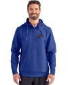 View image 7: Florida Gators Vintage Cutter & Buck Roam Recycled Buttery-Soft Knit Mens Half Zip Hooded Pullover Tour Blue Front