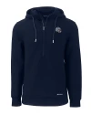 New England Patriots NFL Helmet Cutter & Buck Roam Epic Versatility Half Zip Recycled Mens Hooded Pullover Navy Blue Mannequin Thumbnail Image