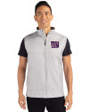 New York Giants Cutter & Buck Stealth Hybrid Quilted Mens Windbreaker Vest Polished Medium Gray Front Thumbnail Image