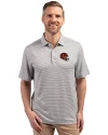 Cincinnati Bengals NFL Helmet Cutter & Buck Forge Eco Double Stripe Stretch Recycled Mens Big &Tall Polo Polished/White Front Thumbnail Image