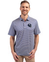 New York Giants NFL Helmet Cutter & Buck Forge Eco Double Stripe Stretch Recycled Mens Big &Tall Polo Tour Blue/White Front Thumbnail Image
