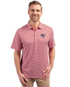 View image 1: Tampa Bay Buccaneers Americana Cutter & Buck Forge Recycled Double Stripe Four-Way Stretch Mens Big & Tall Polo Cardinal Red/White Front