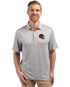 Cincinnati Bengals NFL Helmet Cutter & Buck Forge Eco Double Stripe Stretch Recycled Mens Polo Polished/White Front Thumbnail Image