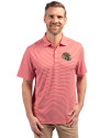 San Francisco 49ers NFL Helmet Cutter & Buck Forge Eco Double Stripe Stretch Recycled Mens Polo Red/White Front Thumbnail Image