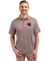 Washington Commanders NFL Helmet Cutter & Buck Forge Eco Double Stripe Stretch Recycled Mens Polo Bordeaux/White Front Thumbnail Image