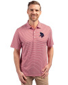 Minnesota Vikings Americana Cutter & Buck Forge Eco Double Stripe Stretch Recycled Mens Polo Cardinal Red/White Front Thumbnail Image